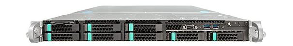 Computerserver (Host) für das 19 Zoll Rack im Netzwerk. Hardware, Hardwarekomponenten, Dienst, Software und Computerprogramm des Servers für den Zugriff der Clients auf die Daten und Ressourcen.