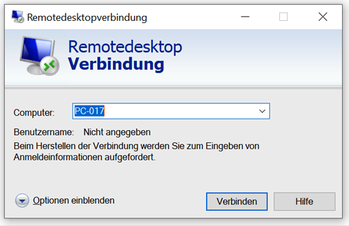 Remote Desktop RDP Anmeldung